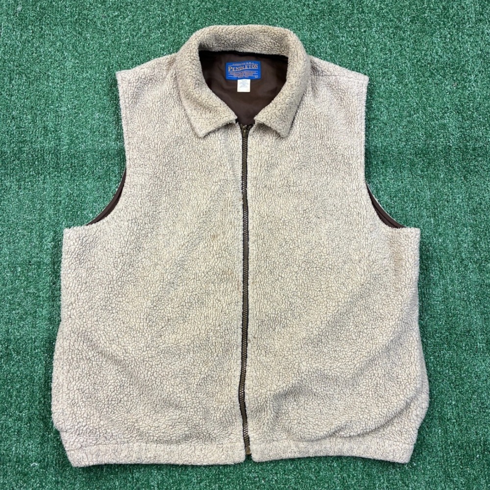 Vintage Pendleton Sherpa Fleece Vest Tan Brown